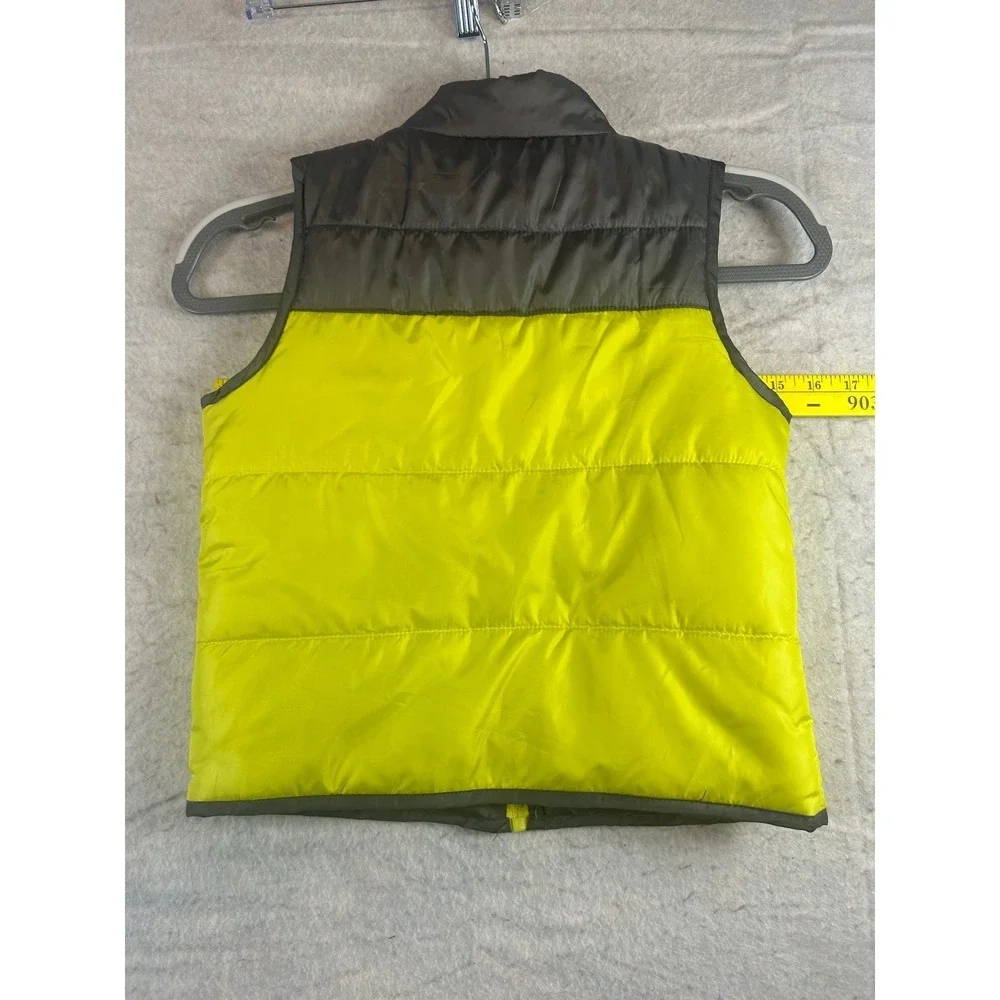 Calvin‎ Klein Jeans Kids Puffer Vest Yellow Gray Zip Front Sleeveless Padded